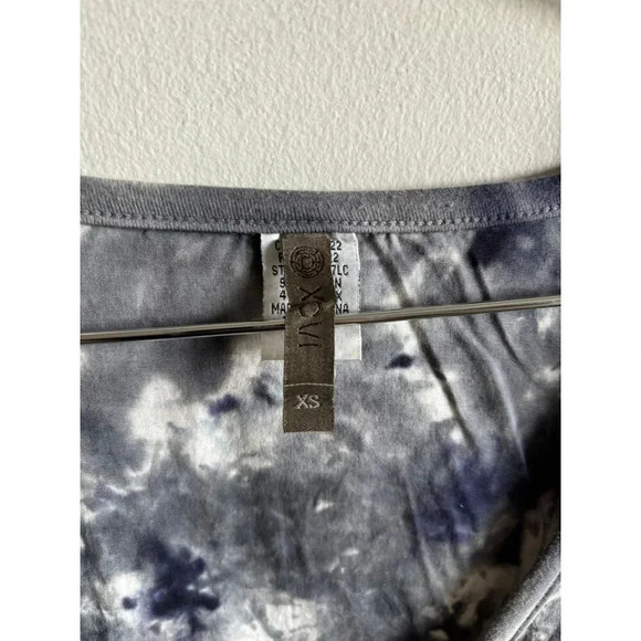 XCVI Art to Wear Asymmetrical Cotton Blend Dress Tie Dye Blue Gray White Sz XS/S - Picture 6 of 7